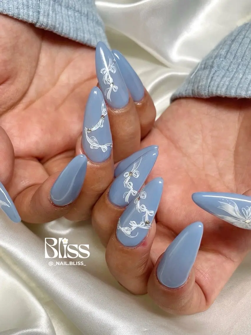 ネイル リボン ハンドネイル NAIL BLISSのネイルデザイン
