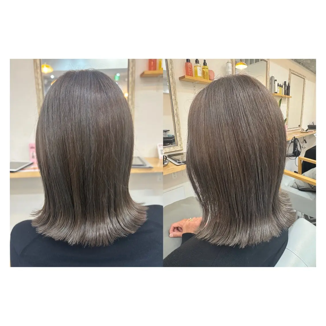 ミディアム レイヤーカット・ 縮毛矯正 星野のヘアスタイル