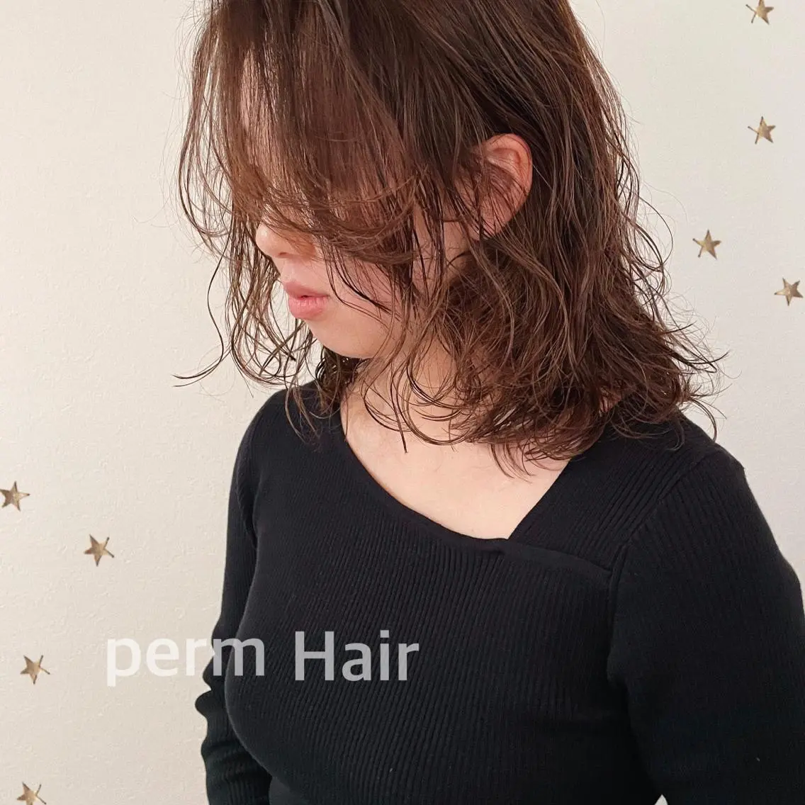 ミディアム カラー パーマ カット パーマ 市川 千夏のヘアスタイル