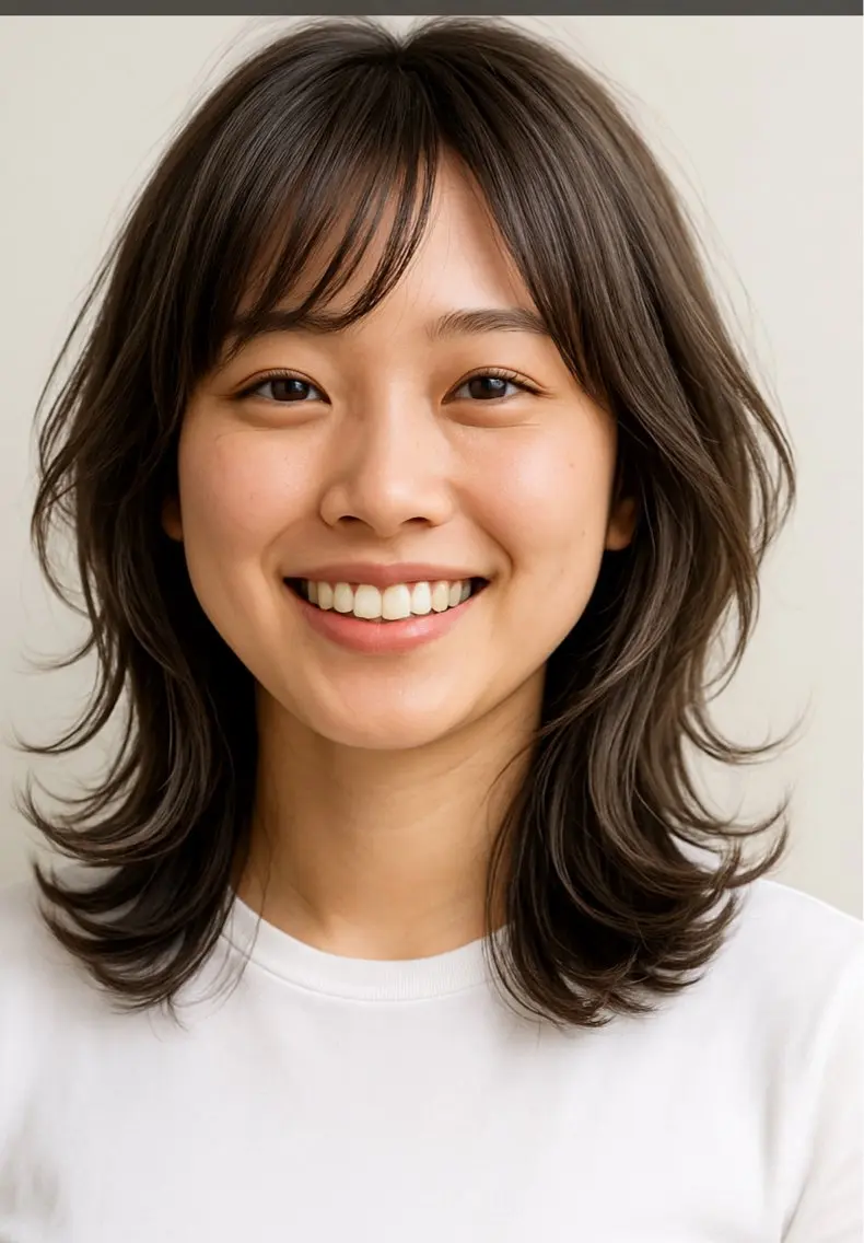 ミディアム くびれヘア くびれレイヤー レイヤーカット カット トリートメント オフコ ヤマテンのヘアスタイル