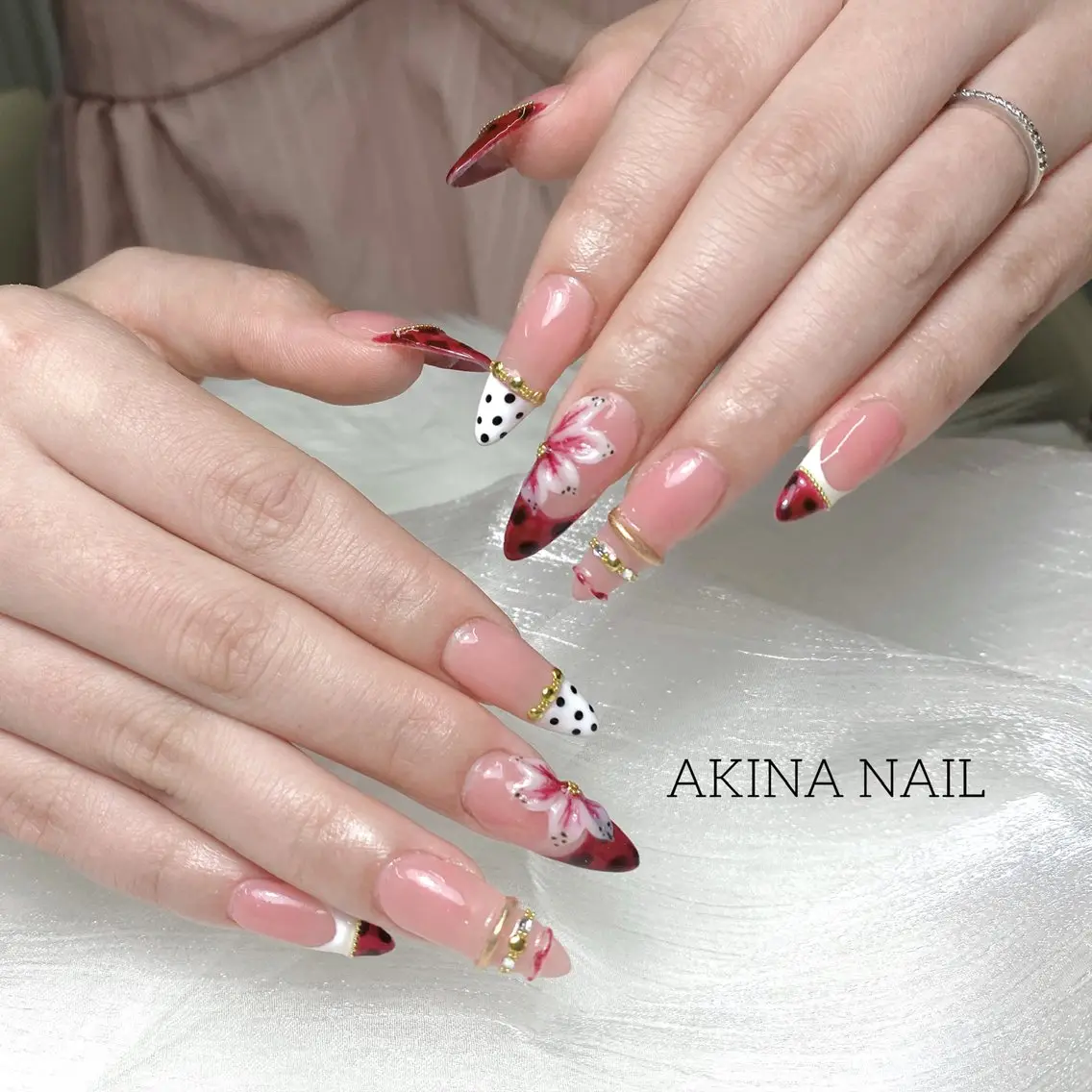 ロング 韓国風ヘア Akina Nail 亀戸のネイルデザイン