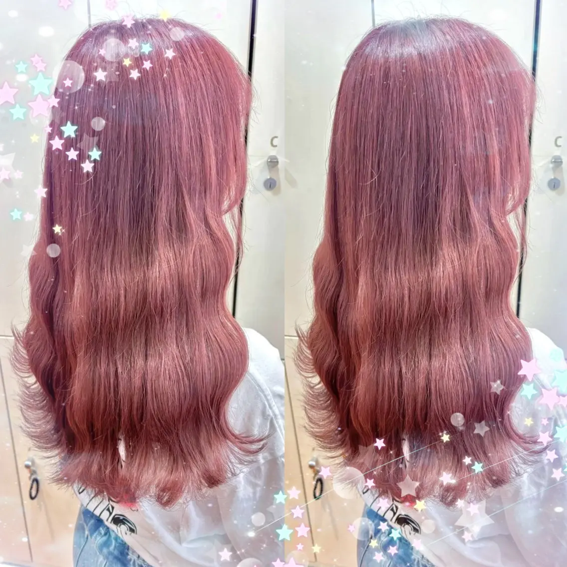 カラー ブリーチ ピンクカラー ヘアカラー ヘアメ🎀ハイトーン 🩵エクステ🪄しほのヘアスタイル