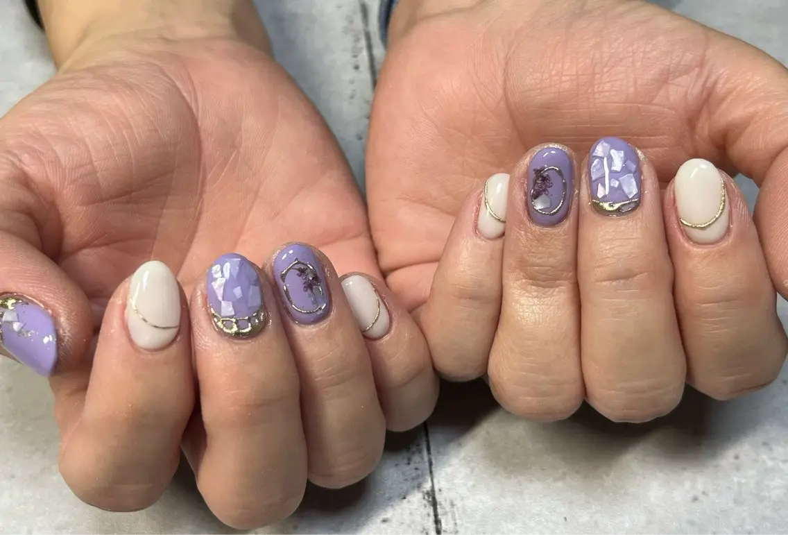 ネイル アートネイル ミラーネイル 春ネイル ハンドネイル まり りぃ〜んのネイルデザイン