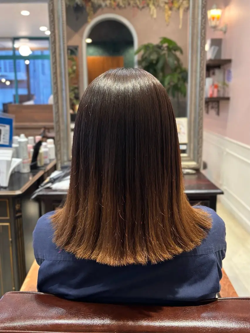 ミディアム カット 縮毛矯正 🌱なゆみ🌱透明感 /ナチュラル/高宮のヘアスタイル