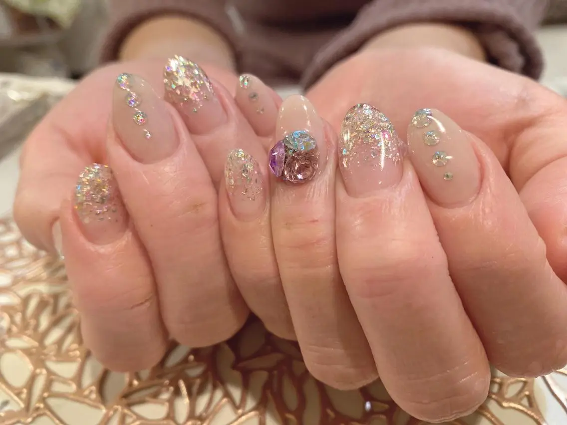 ネイル ラメ(グリッター) ラメグラデーション ブライダルネイル Re:NaiL (リネイル)のネイルデザイン