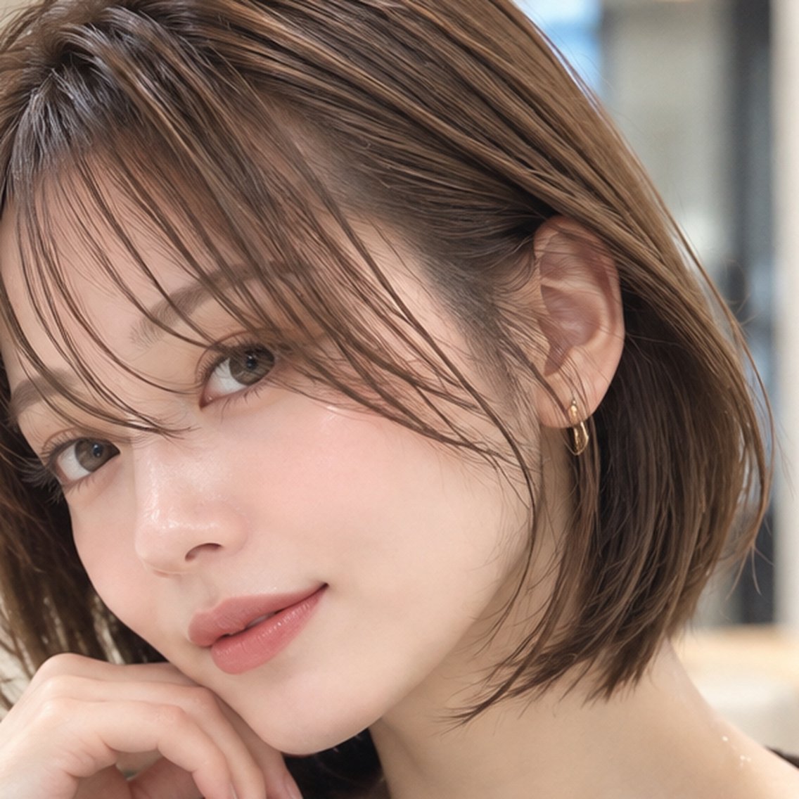 ミディアム カラー ボブ くびれヘア カット ヘアカラー トリートメント 大人ボブ/顔まわり/ 似合わせ/難波 雄雅のヘアスタイル