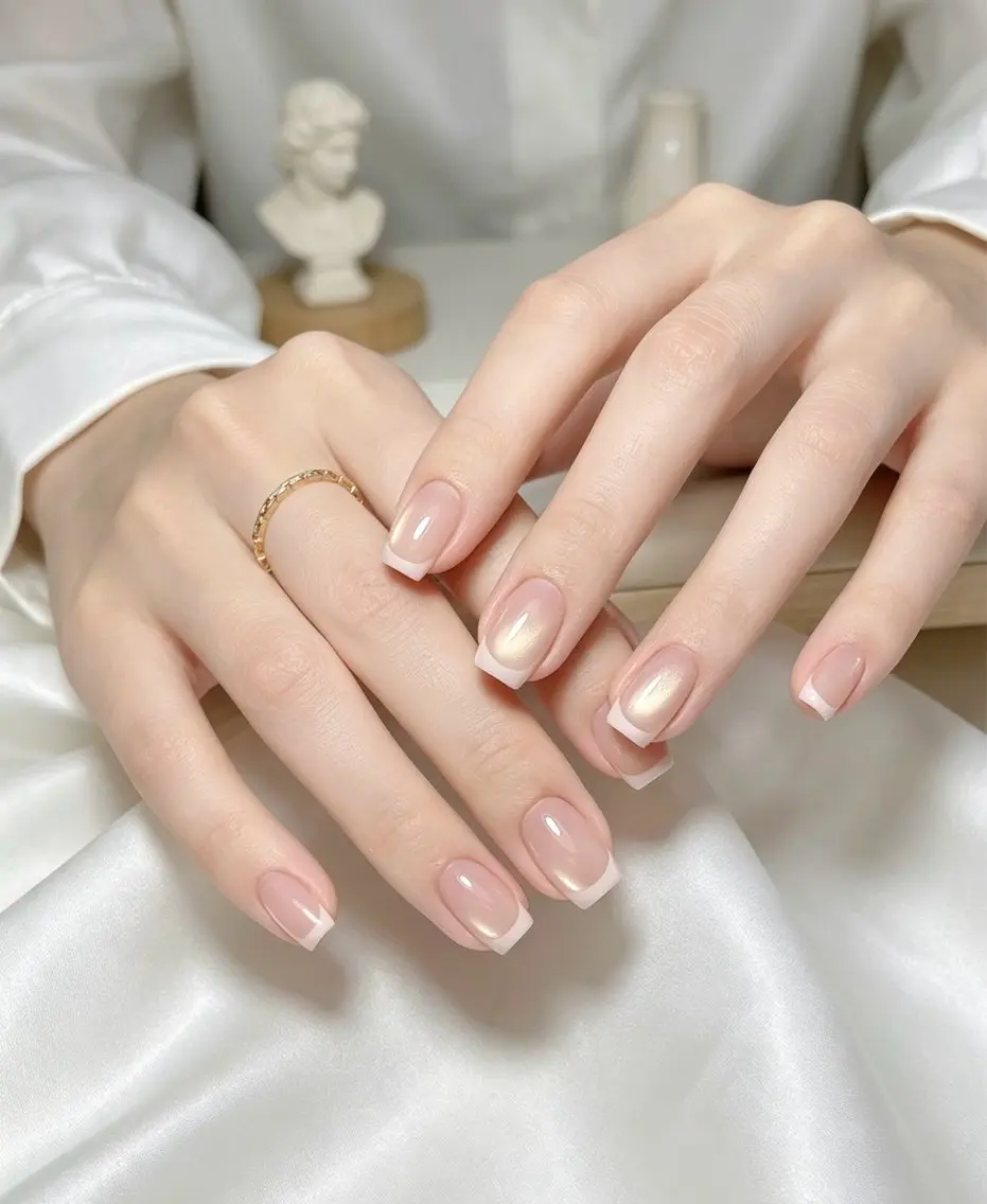 ネイル フレンチネイル ラメ(グリッター) ラメグラデーション マグネットネイル 持ち込み Unicorn Nail原宿表参道のネイルデザイン