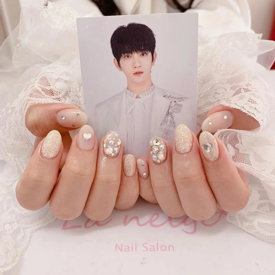 ネイル ハート ハンドネイル La neige* yuki 🐩🌙のネイルデザイン