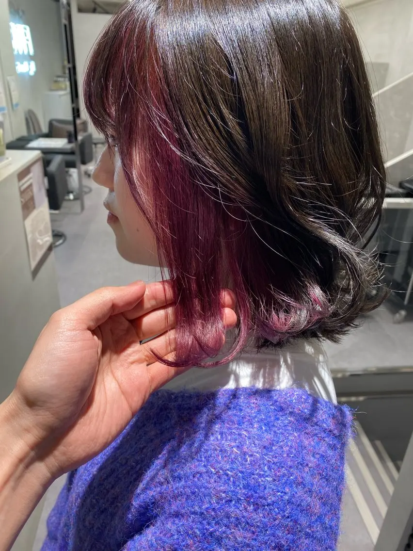 カラー ミストバング  フェイスフレーミング ピンクカラー ハイトーン×似合わせ Shoseiのヘアスタイル