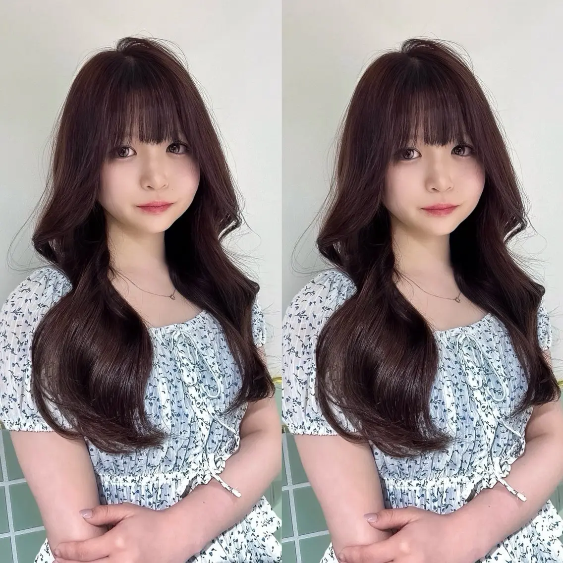 ロング カラー パーマ キッズ 透明感カラー カット ヘアカラー トリートメント ヘアセット 盛れる艶カラー× レイヤーカット/咲来のヘアスタイル