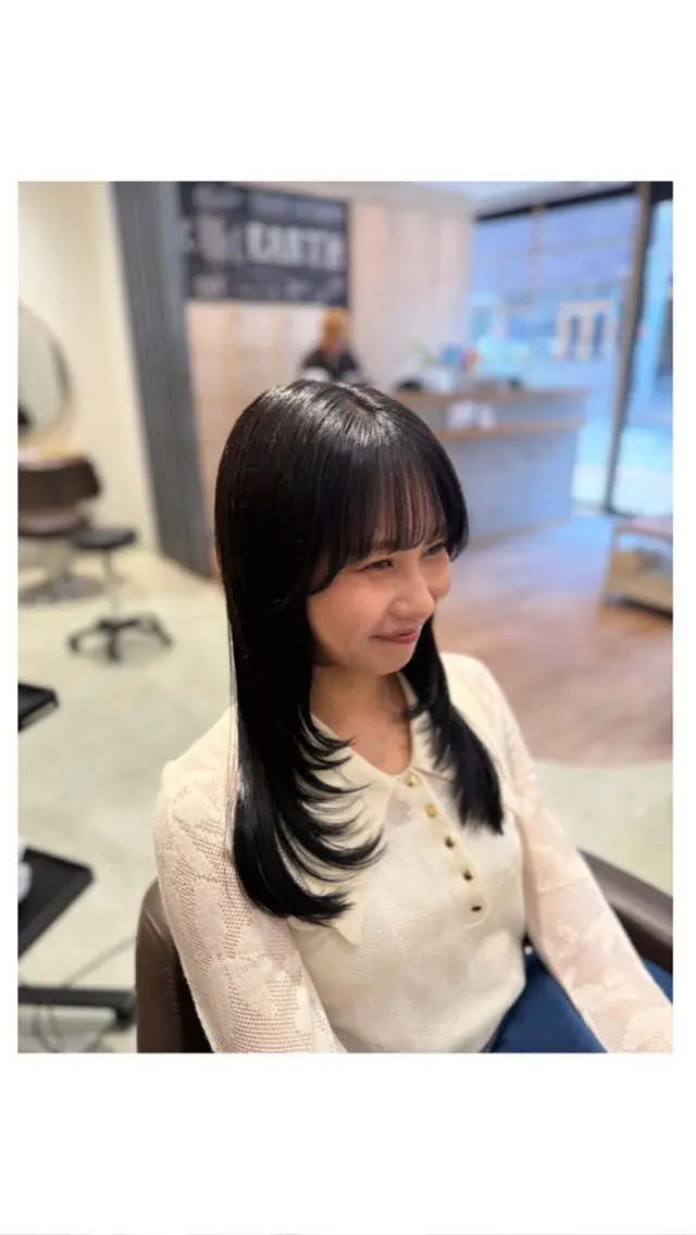 ロング 顔周りカット レイヤーカット 似合わせカラー☘️ akariのヘアスタイル