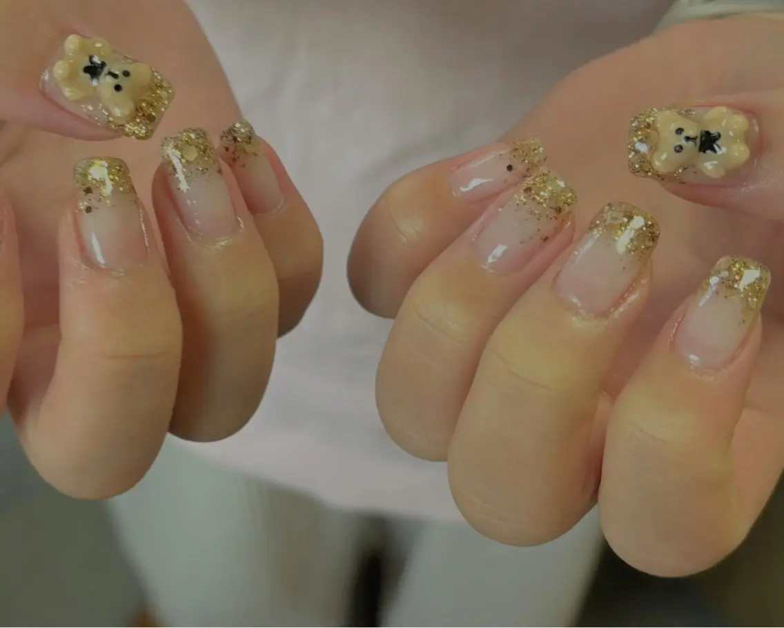 ネイル ブラウン ジェルネイル ゴールド キラキラネイル マグネットネイル ハンドネイル tamu nail 　金町のネイルデザイン