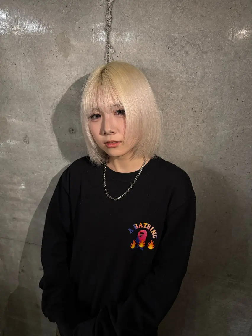 ミディアム カラー ブロンド ホワイトブロンド ヘアカラー 【🥀履歴修正🥀】 ハイトーン職人/拓真のヘアスタイル