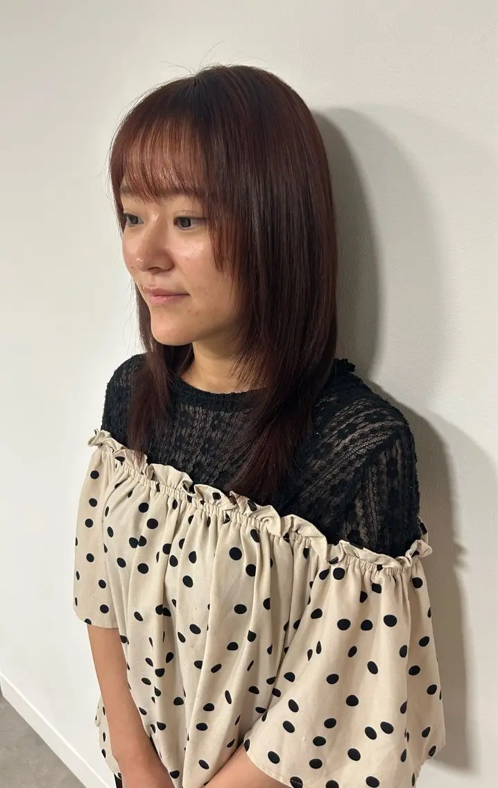 セミロング カラー オレンジ 山本 純大のヘアスタイル