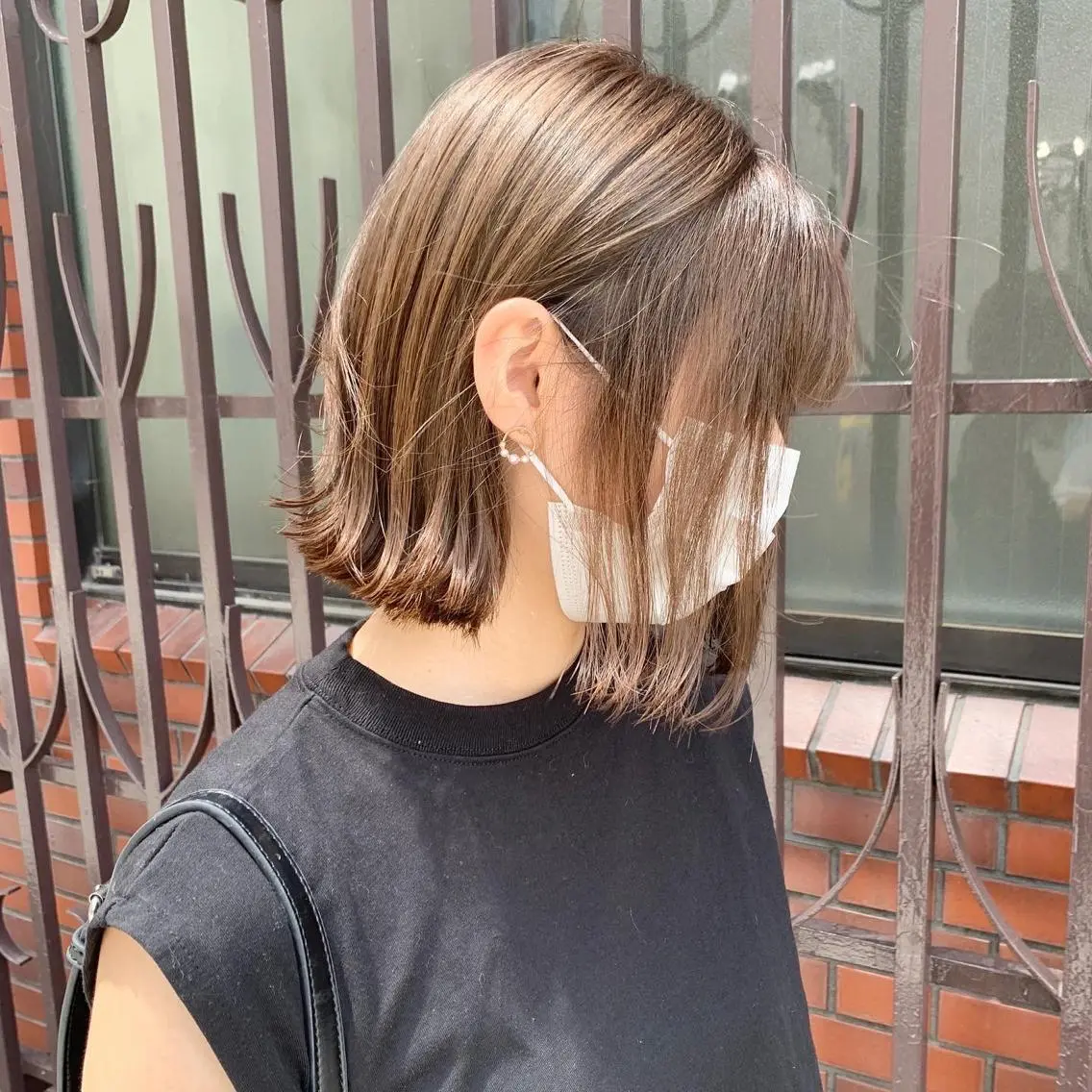 ショート 切りっぱなしボブ ボブ カット ヘアカラー トリートメント レイヤー×縮毛矯正 深見 拓のヘアスタイル