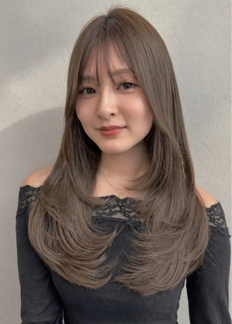 ロング カラー 顔周りカット レイヤーカット カット ヘアカラー トリートメント レイヤー🩰髪質改善 /透明感/kanaのヘアスタイル
