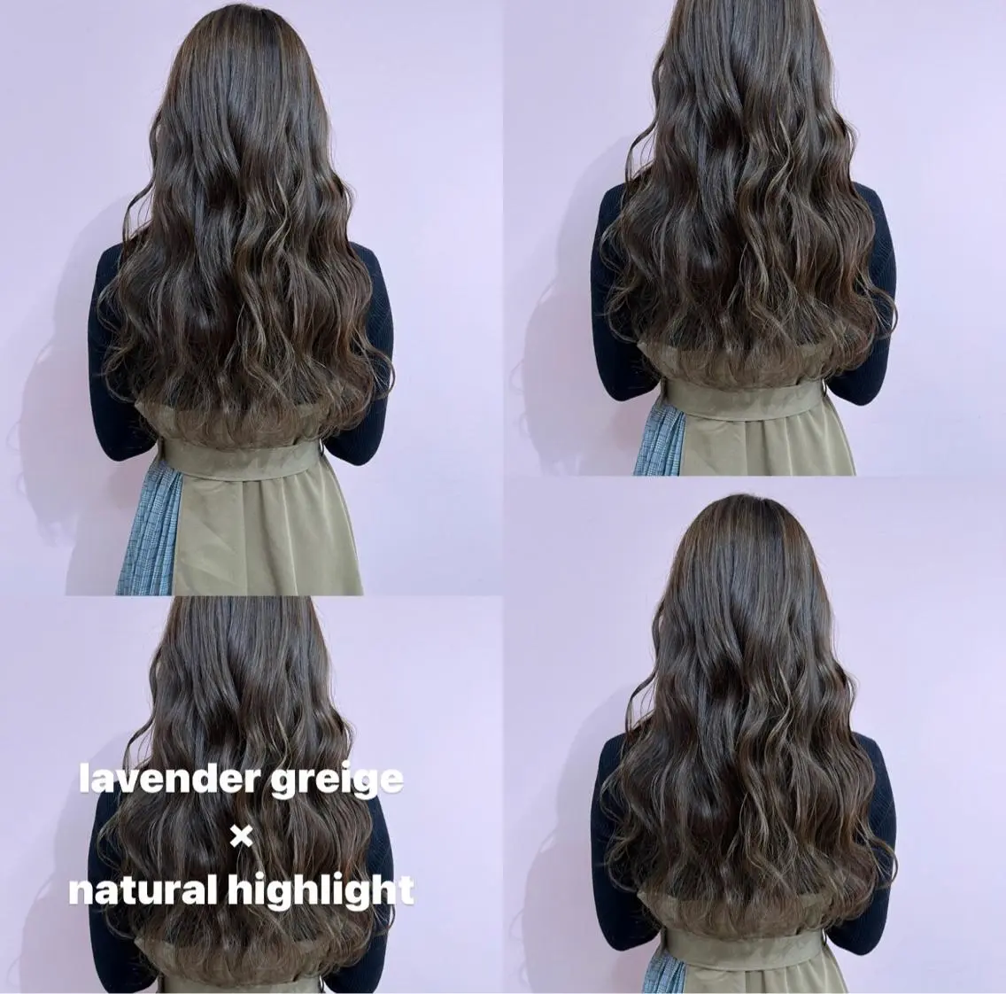 ロング カラー ヘアアレンジ ブリーチ 透明感カラー グレージュ ハイライトカラー ラベンダーカラー RIYA❤︎ Aujuaソムリエのヘアスタイル