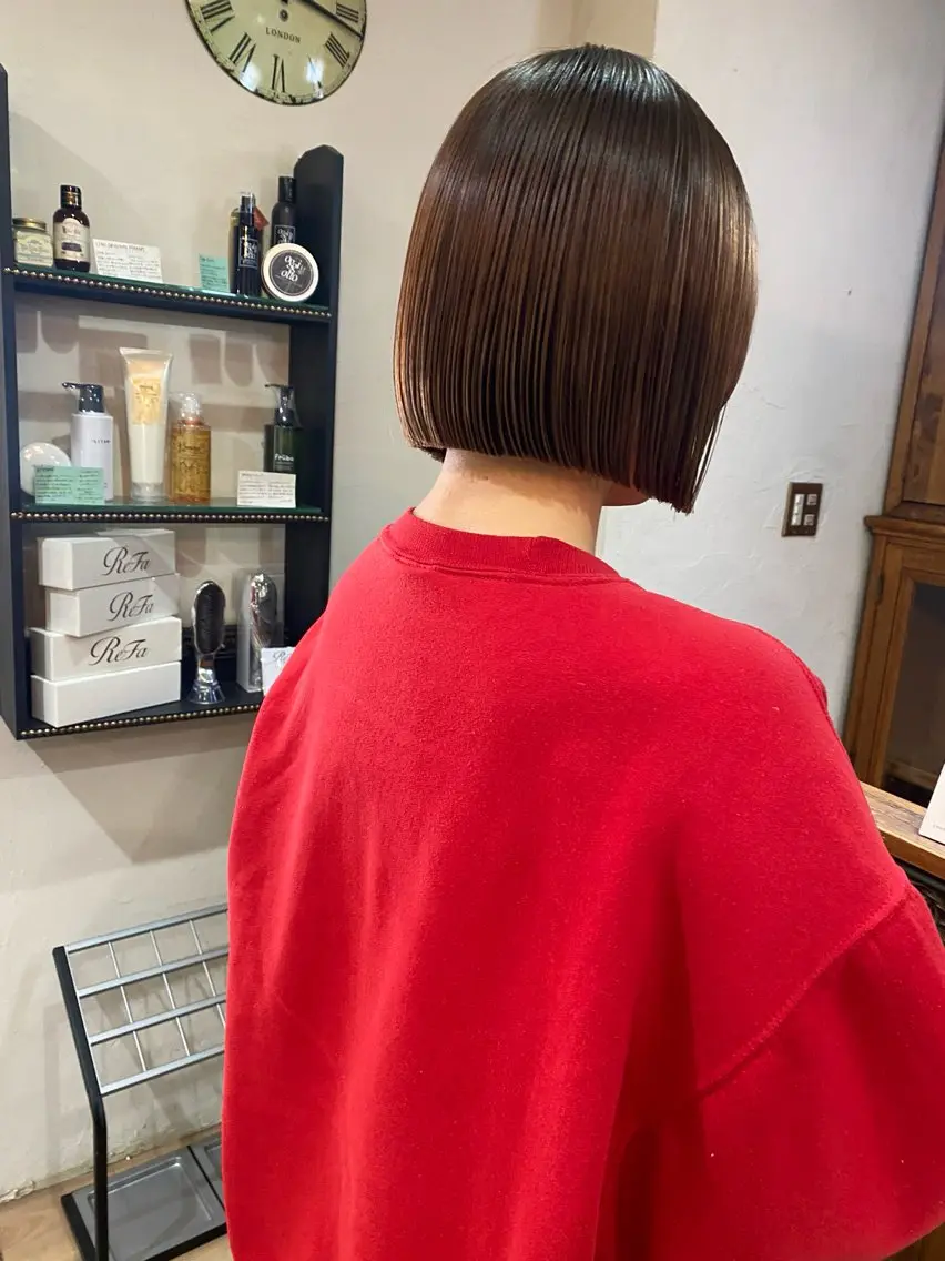 ショート ボブ 縮毛矯正 カット 縮毛矯正 トリートメント 東田 恋のヘアスタイル