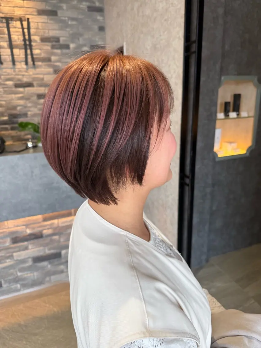 ショート カラー ピンクカラー earth尾形美穂 🫧髪質改善縮毛🫧のヘアスタイル