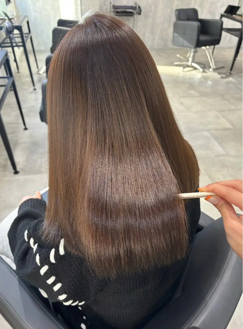 ミディアム カラー ヘアアレンジ カット ヘアカラー トリートメント kei🤎ベージュ /透明感カラー/博多のヘアスタイル