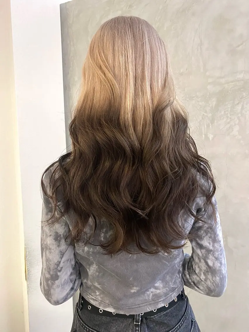 ロング カラー カット ヘアカラー トリートメント 森貴裕/ベージュ/ パーマ/オリーブのヘアスタイル