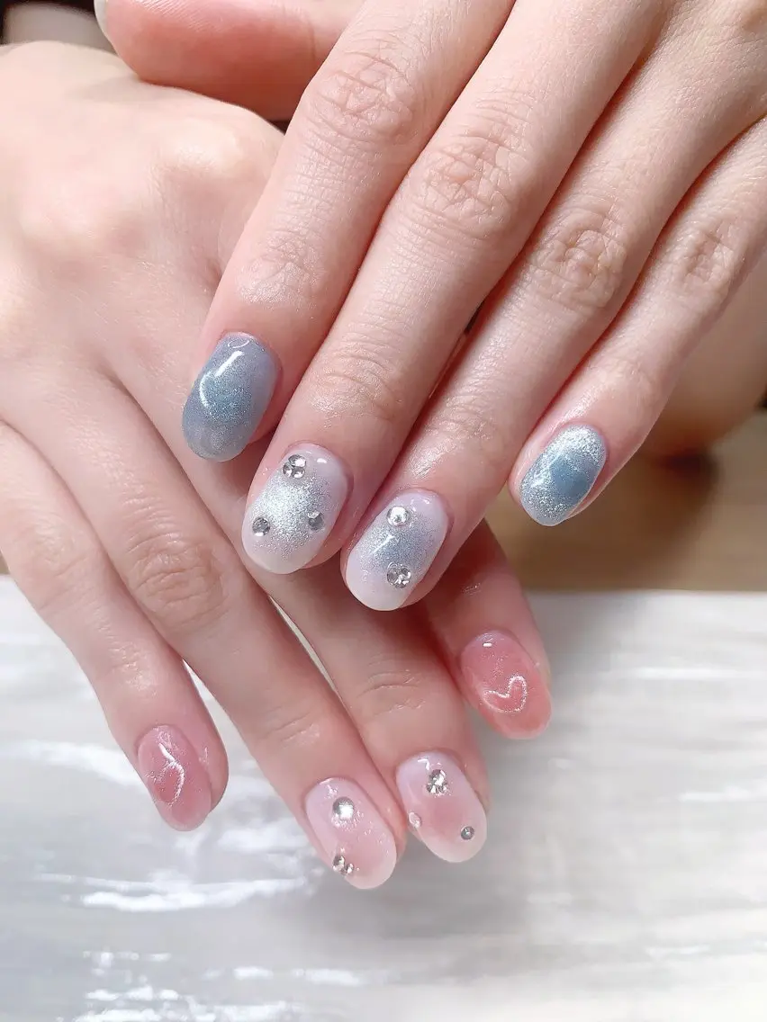 ネイル チークネイル ハート マグネットネイル Cute Tips nailのネイルデザイン