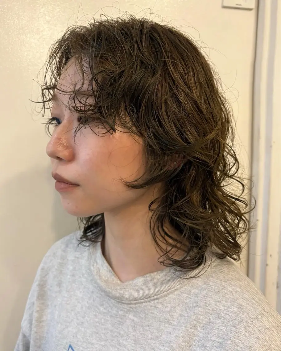 ミディアム カット ヘアカラー パーマ ✴︎UNU ✴︎モエカのヘアスタイル