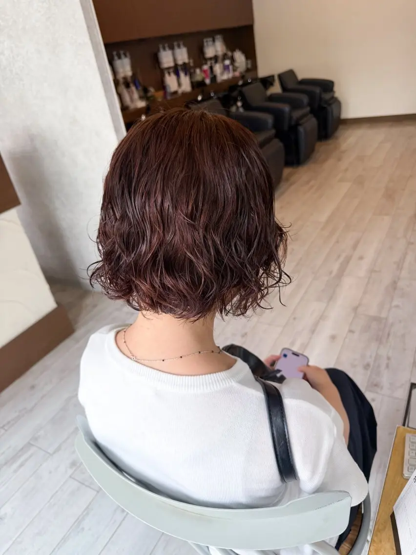 ミディアム カラー ブラウンカラー ピンクカラー ピンクブラウン カット ヘアカラー トリートメント イワタ マハ/ minim hairのヘアスタイル