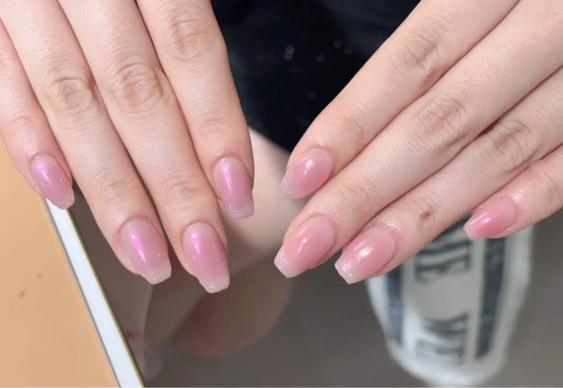 ネイル アートネイル オーロラネイル チークネイル 長さ出し フレンチネイル ハンドネイル ハンドケア Yumi Nail Seiのネイルデザイン