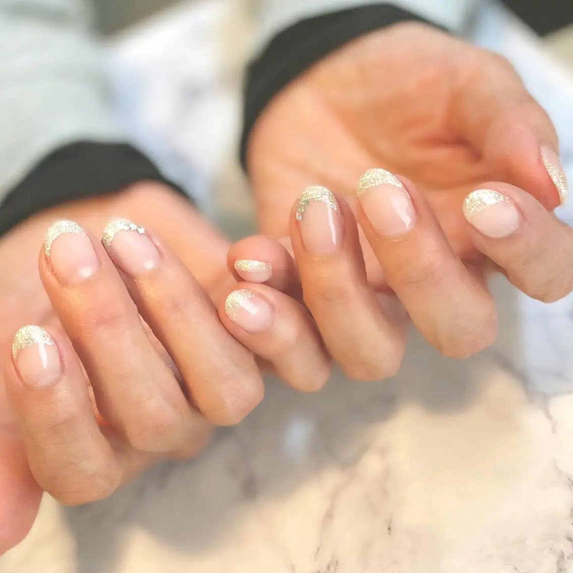 ネイル フレンチネイル ラメ(グリッター) KOMINE TOMOKOのネイルデザイン