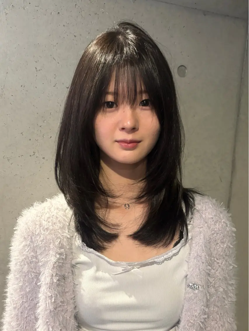 ミディアム カラー カット ヘアカラー トリートメント 韓国レイヤー/透明感 カラー/RIN🎀のヘアスタイル