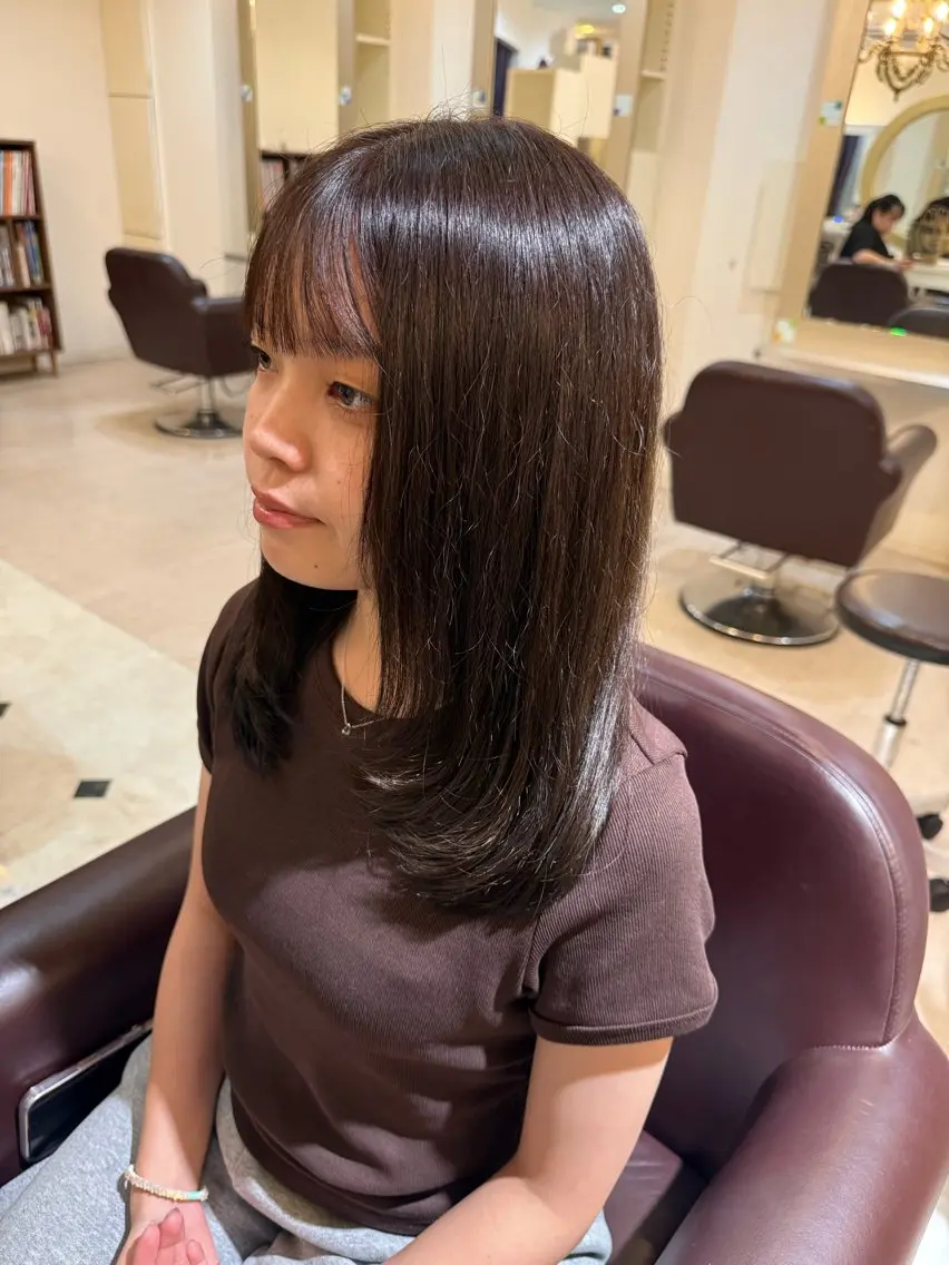 ミディアム カット ヘアカラー ゆう なのヘアスタイル