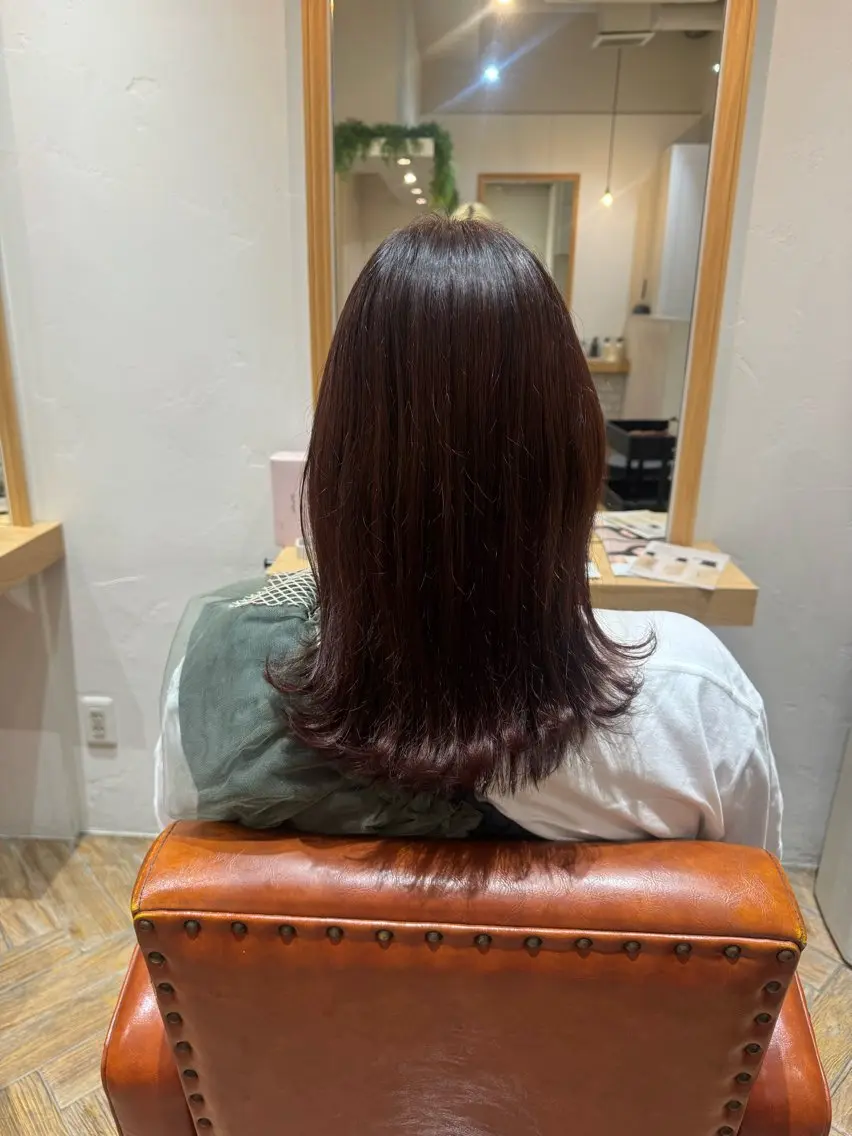 ミディアム ヘアカラー 髪質改善 ふうかのヘアスタイル