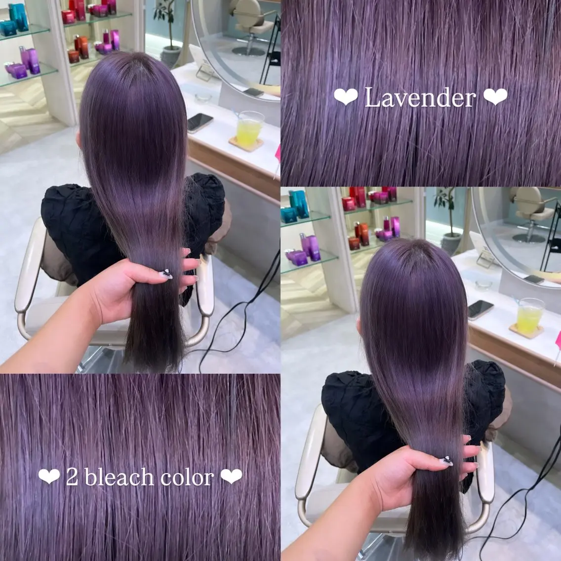 ロング カラー アッシュ ブリーチ ラベンダーカラー ラベンダーアッシュ 𝑴𝑰𝑨🎀赤髪 /ピンク/髪質改善のヘアスタイル