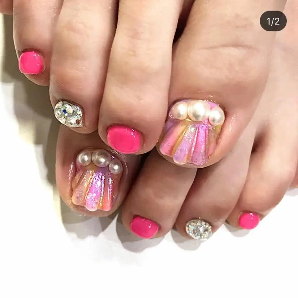 ネイル フットネイル 渋谷/チップ長さ出し 👑アプレgel-xのネイルデザイン