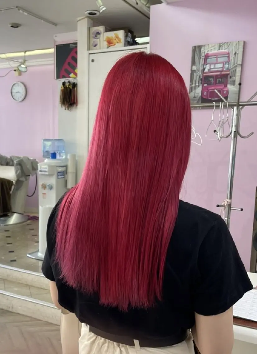 ロング カラー ヘアアレンジ レッドカラー ヘアカラー トリートメント ナカシマ  アユミのヘアスタイル