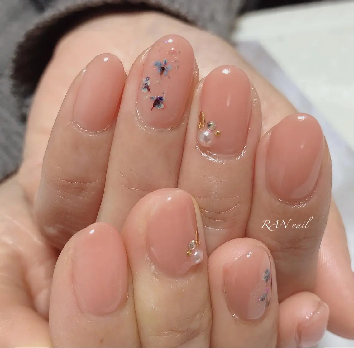 ネイル 入学式 フラワーネイル ジェルネイル 卒業式 ピンク RAN nailのネイルデザイン