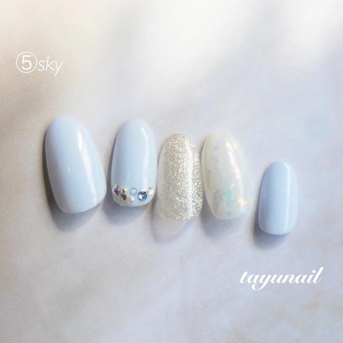 ネイル アートネイル ブルー フットネイル スカルプネイル 春ネイル ネイルサロン 【たゆnail】のネイルデザイン