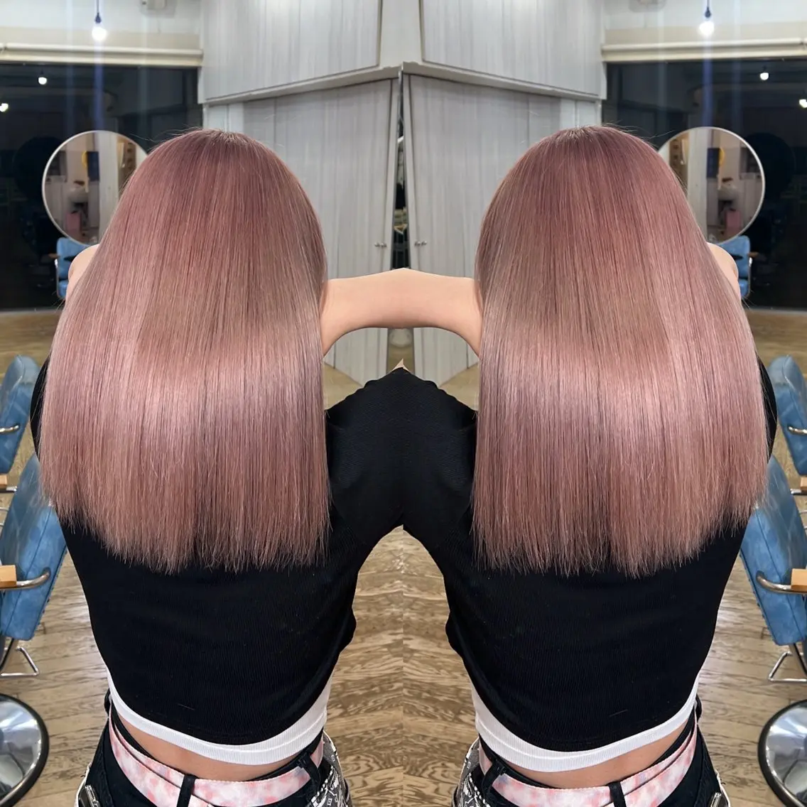 ミディアム カラー ピンクカラー 💎ハイトーン/艶 カラー モエカ💎のヘアスタイル