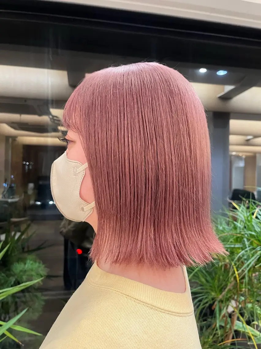 カラー ベージュカラー ブリーチ 透明感カラー ピンクカラー ピンクベージュ ひなた /鎌倉美容室のヘアスタイル