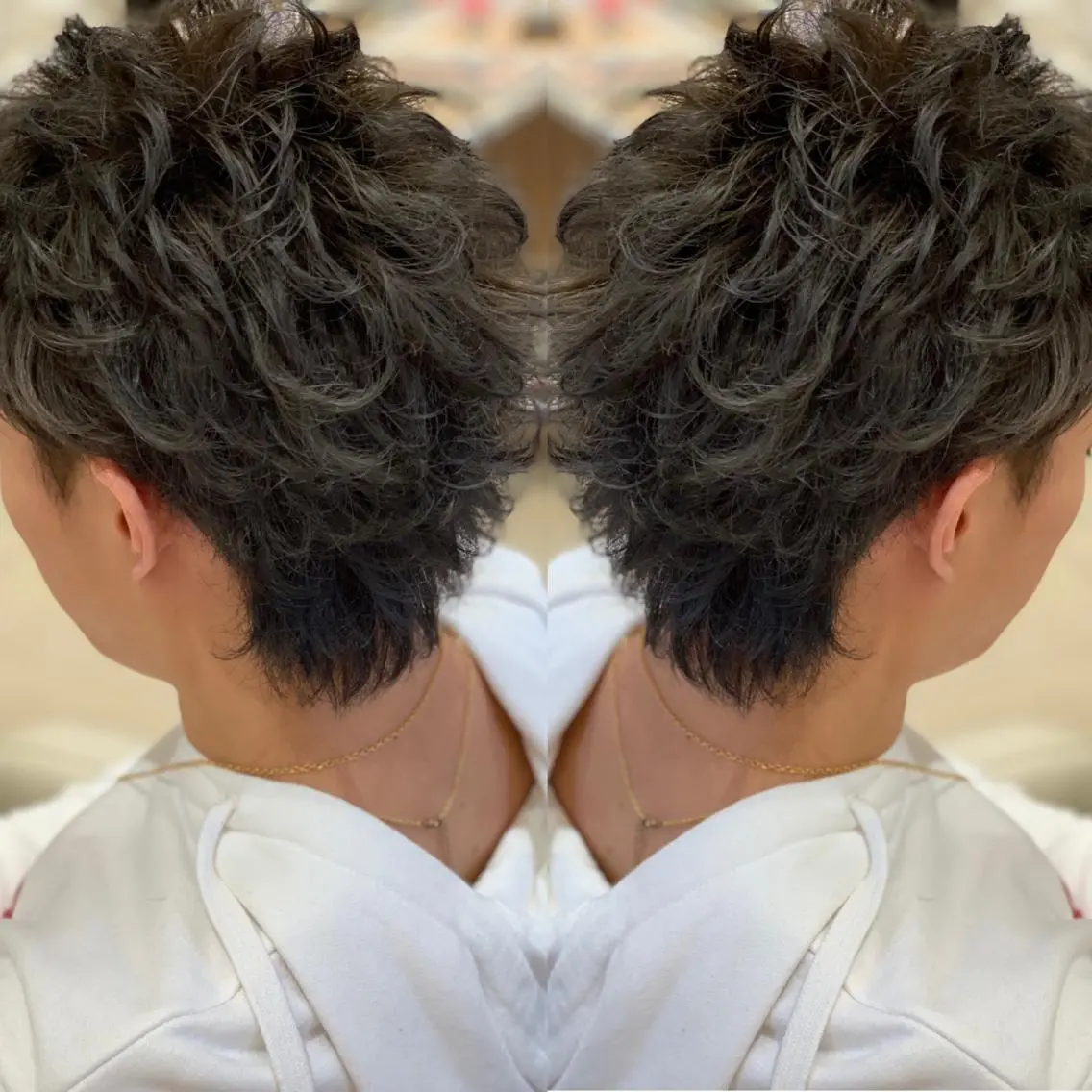 カラー パーマ メンズ メンズブリーチ メンズパーマ ブリーチ イルミナカラー 🩵波巻き/ツイスパ HARU💎のヘアスタイル