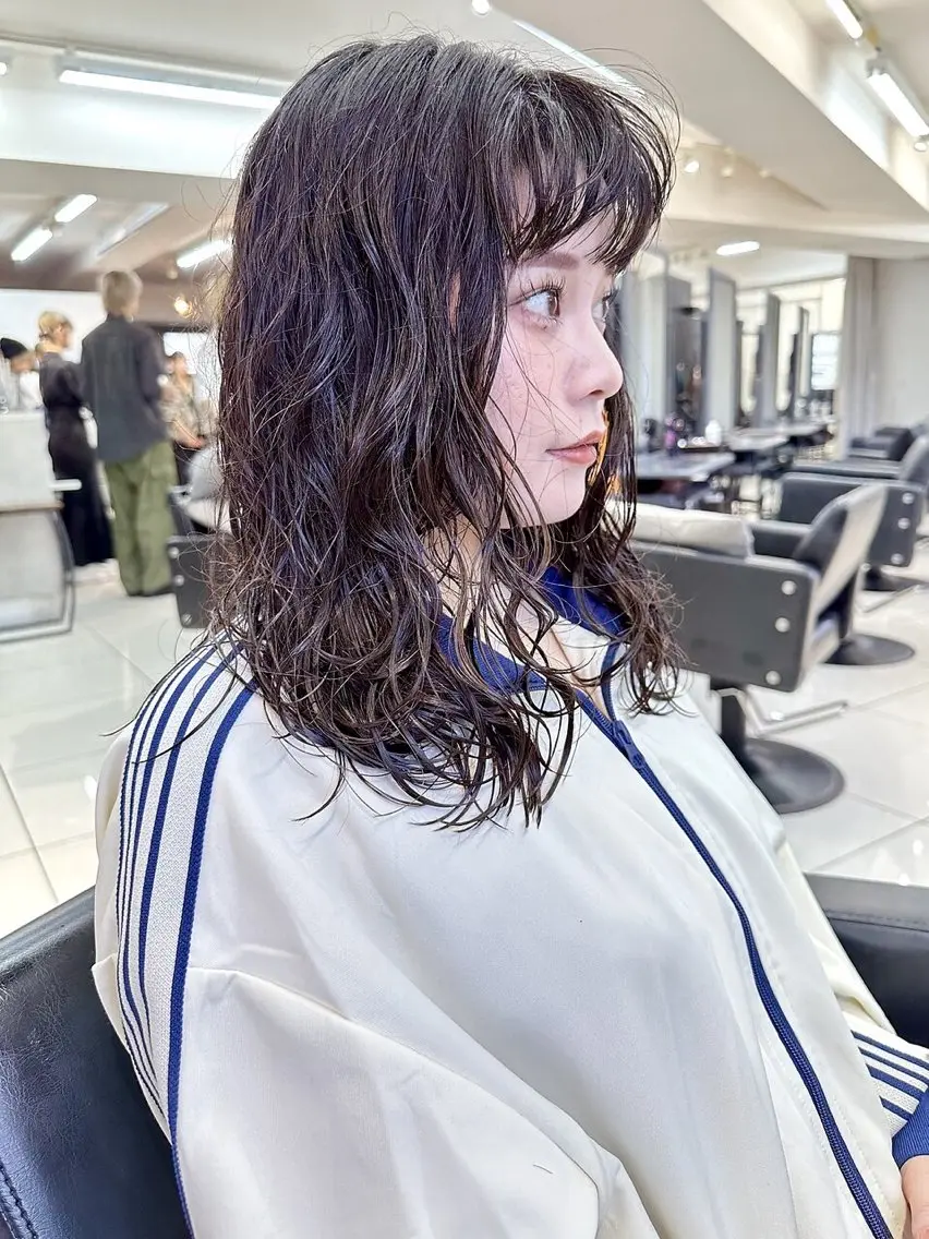 ミディアム カット パーマ 渋谷ショート、パーマ 美容師vain はるのヘアスタイル