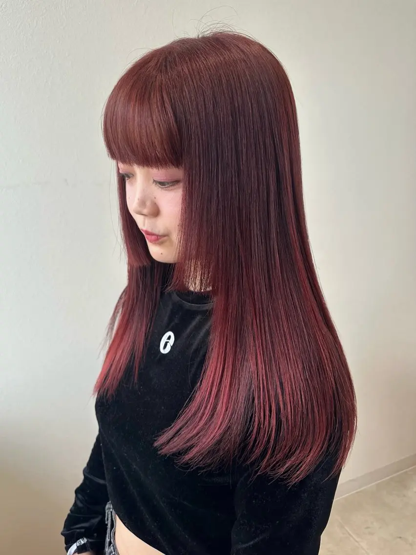 ロング カット ヘアカラー トリートメント 間水 和樹のヘアスタイル