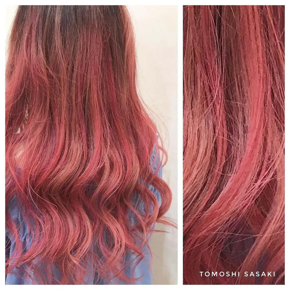 カラー ピンクカラー ササキ トモシのヘアスタイル