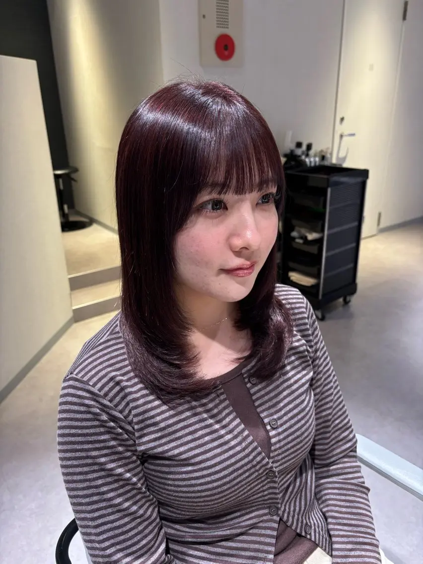 ミディアム カラー 透明感カラー ラベンダーカラー レイヤーカット カット ヘアカラー misuzu/名古屋 /酸性ストレート🎀のヘアスタイル