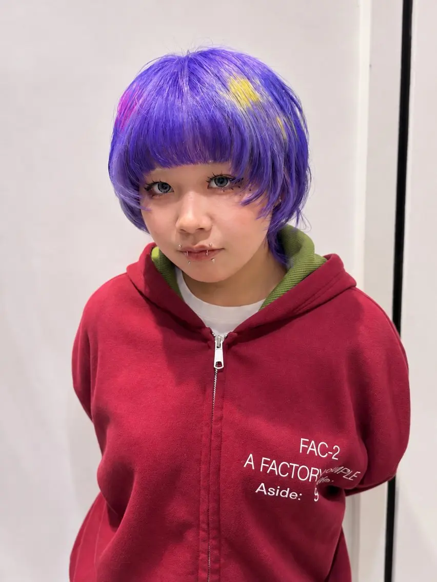 ショート カラー デザインカラー ピンクカラー パープルカラー イエローカラー ショートヘア カット ヘアカラー トリートメント 銀座/ハイレイヤー/ 艶髪カラー/田中颯士のヘアスタイル