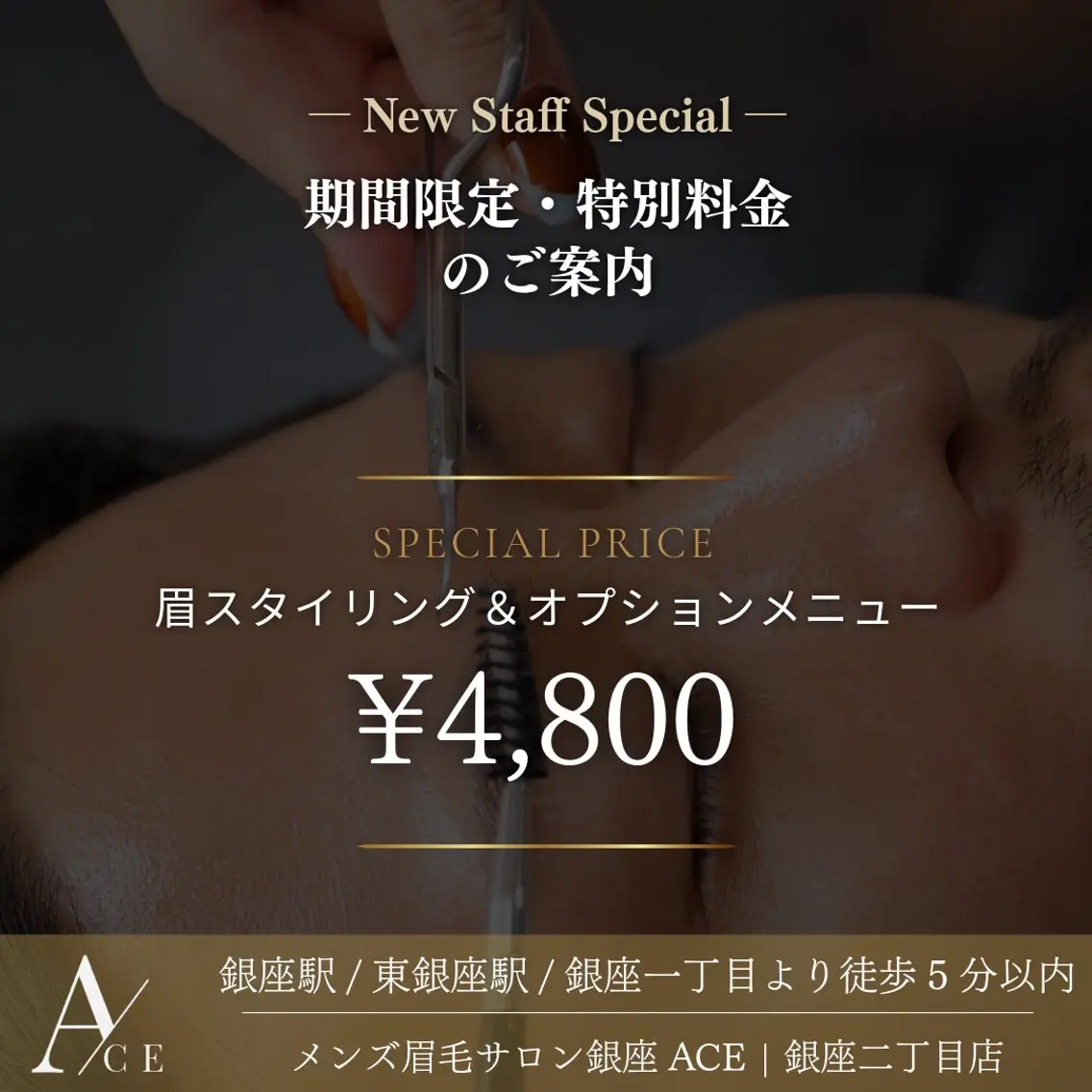 【期間限定・オプション無料】メンズ眉スタイリング+選べる1オプション(毛穴ケア or 鼻毛WAX)の写真