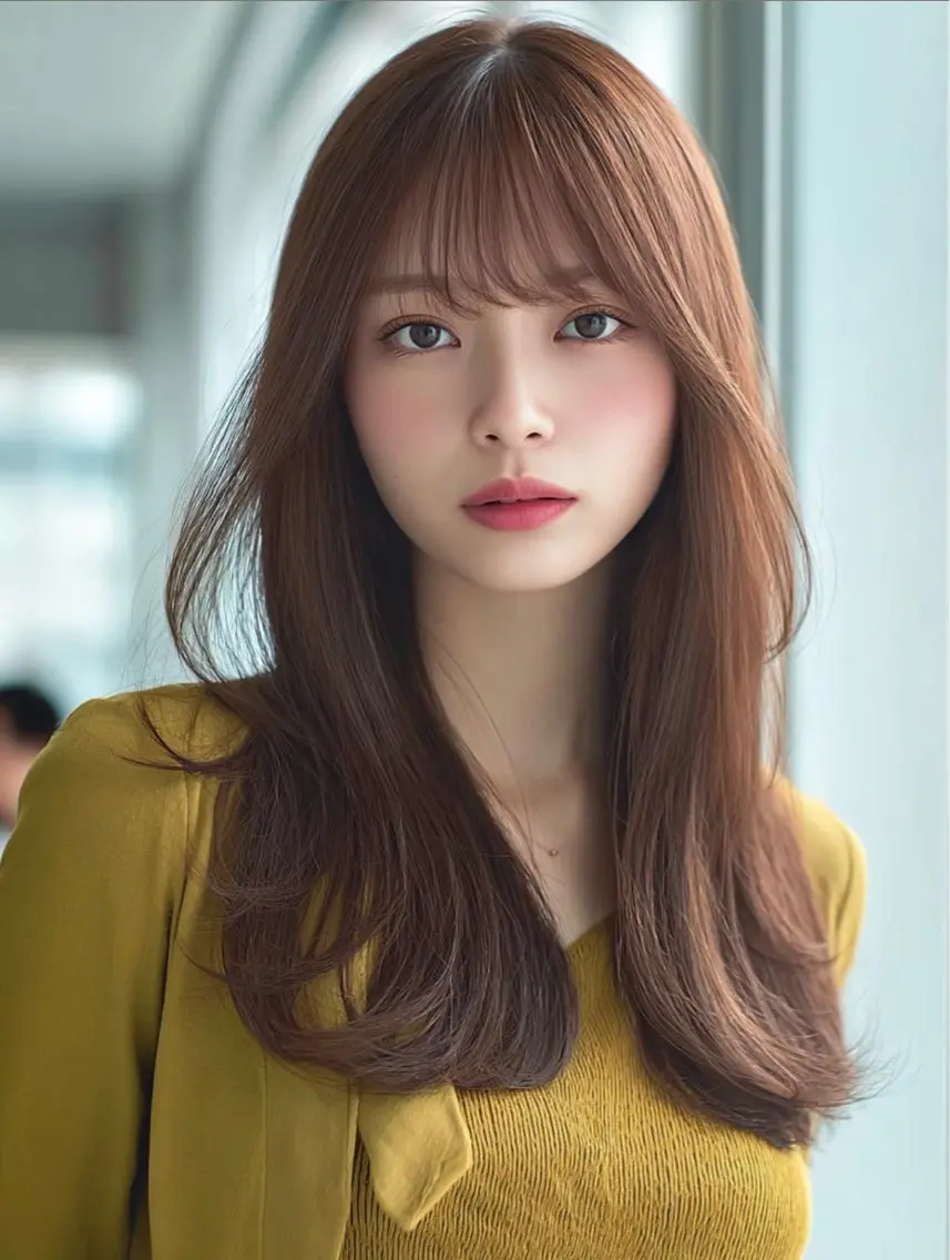 ロング カラー ヘアカラー 韓国×艶ハイトーンが かわいい✨️リオ🍒のヘアスタイル