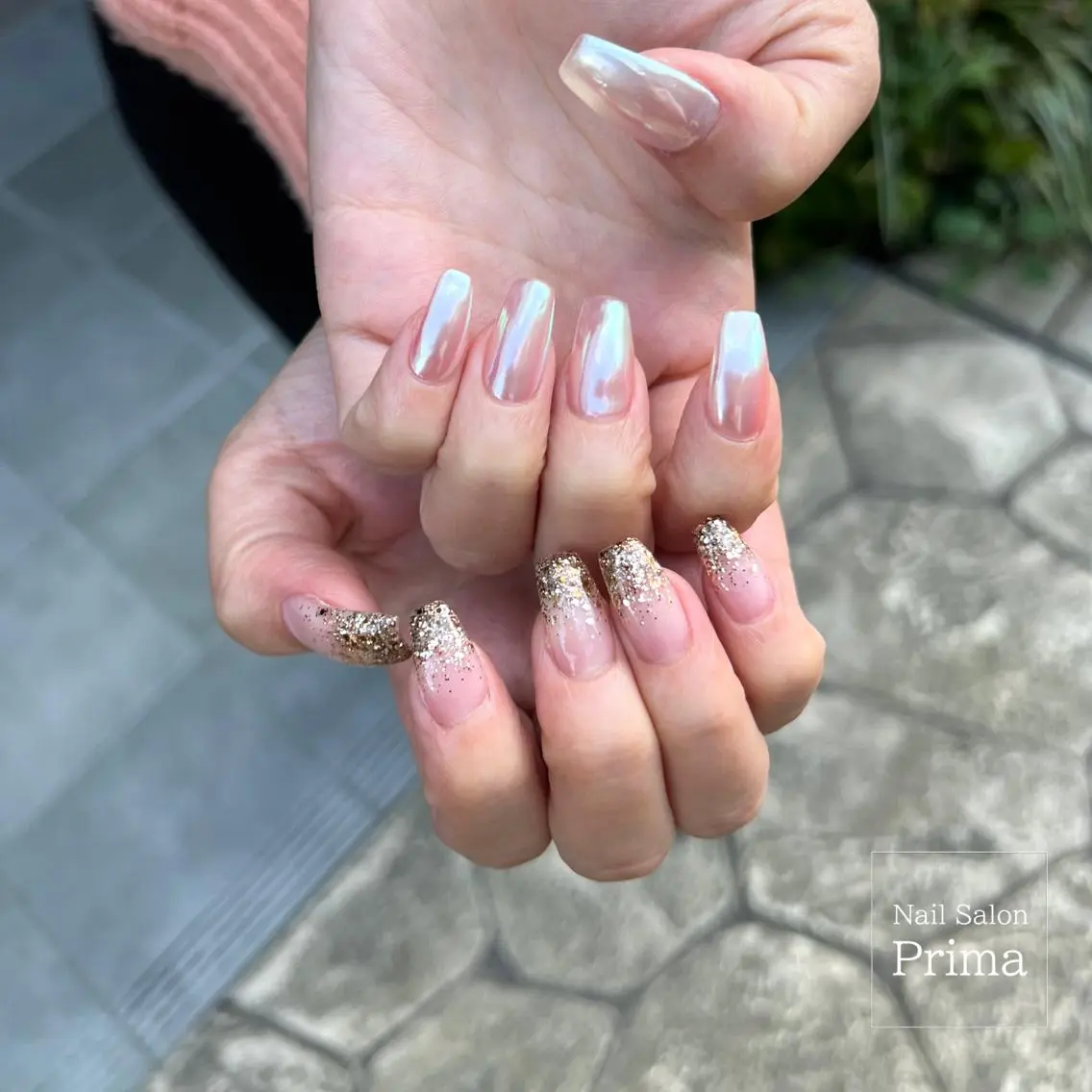 セミロング ネイル ミラーネイル SalonPrima Nail & Eyeのネイルデザイン