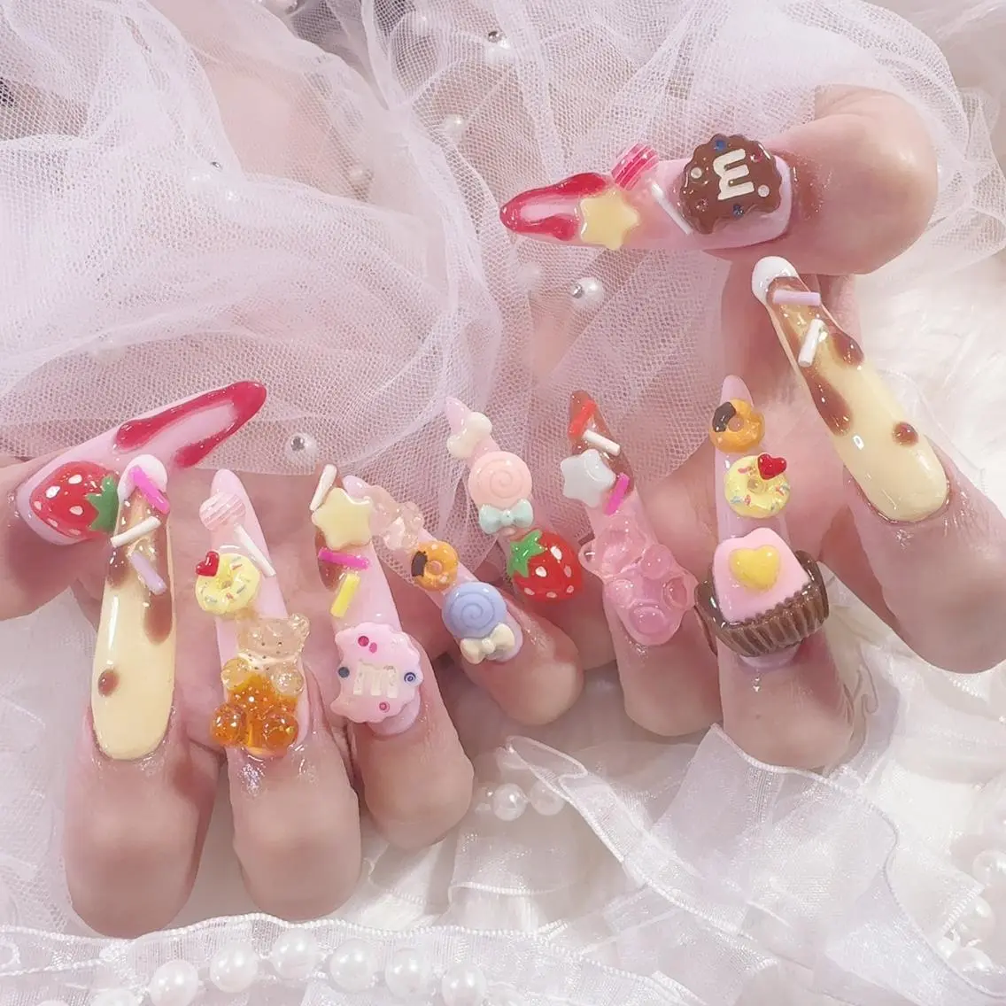 人気No2☆長さだし10本+付け放題【10本アート】オフ無料/フィルイン対応の写真